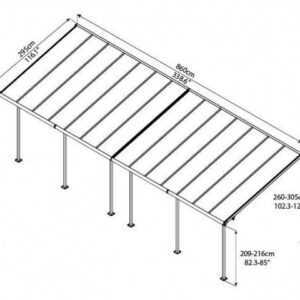 Canopia Terrassenüberdachung Capri 3x8.51 860 x 295-299 x 260-305 cm (BxTxH)