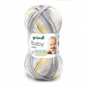 Gründl Wolle Baby color 50 Gramm, hellgrau natur dunkelgrau gelb multicolor