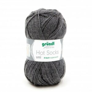 Gründl Wolle Hot Socks uni 50 Gramm, anthrazit Material: 75 % Schurwolle (superwash), 25 % Polyamid