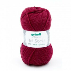 Gründl Wolle Hot Socks uni 50 Gramm, bordeaux Material: 75 % Schurwolle (superwash), 25 % Polyamid