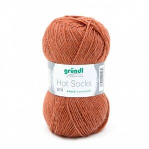 Gründl Wolle Hot Socks uni 50 Gramm, kupfer meliert Material: 75 % Schurwolle (superwash), 25 % Polyamid