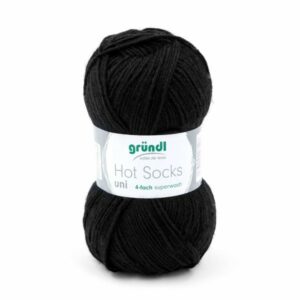 Gründl Wolle Hot Socks uni 50 Gramm, schwarz Material: 75 % Schurwolle (superwash), 25 % Polyamid