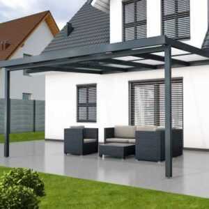 Gutta Premium Terrassendach anthrazit, 4102 x 4060 mm, PC weiß opal 16 mm