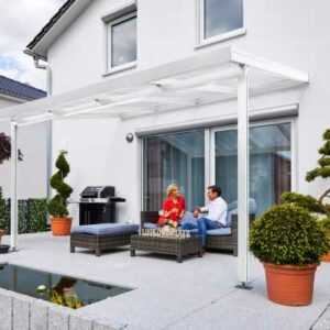 Gutta Premium Terrassendach weiß, 4102 x 4060 mm, PC weiß opal 16 mm
