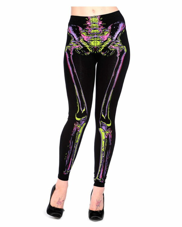 Leggings mit Skelett Print Emo Punk Fashion XS