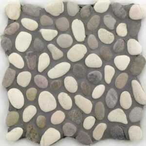 Mosaikfliese Flusskiesel 30 x 30 cm grau-weiß Steinmaß: unterschiedlich