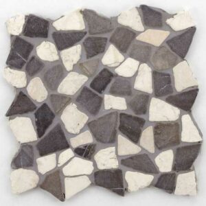 Mosaikfliese Marmor Bruch 30 x 30 cm schwarz-weiß Steinmaß: unterschiedlich