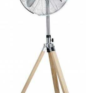 Primaster Standventilator Ø 45 cm Höhe verstellbar 128 - 138 cm, Holzoptik