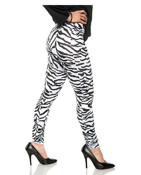 Zebra Kostüm Leggings Weiß als Kostüm Accessoire L/XL
