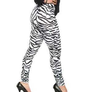 Zebra Kostüm Leggings Weiß als Kostüm Accessoire L/XL