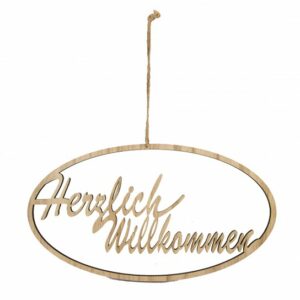 Riffelmacher Dekohänger Herzlich Willkommen oval 40 x 22 cm