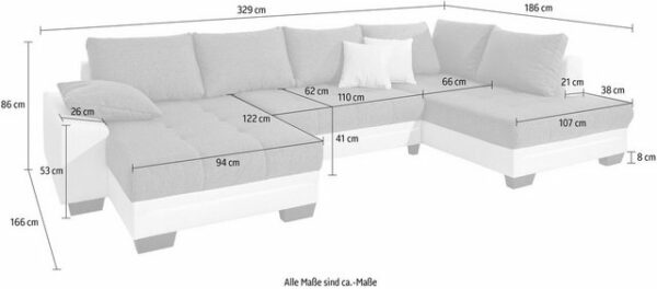 Nova Via Wohnlandschaft "Nikita", wahlweise mit Kaltschaum (140kg Belastung/Sitz) und Bluetooth-Soundsystem, sowie RGB-LED-Beleuchtung