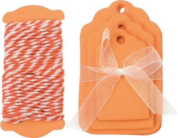 Glorex Papier-Etiketten orange 5-8 x 3,5-5 cm, 15 Stück