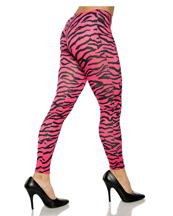 80s Zebra Leggings Pink Für Mottoparties! L/XL