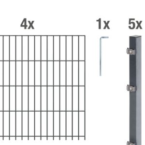 Alberts Doppelstabmatten-Grundset 10 m 250 x 103 cm 6/5/6 anthrazit