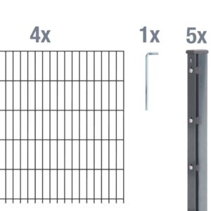 Alberts Doppelstabmatten-Grundset 10 m 250 x 103 cm 6/5/6 anthrazit