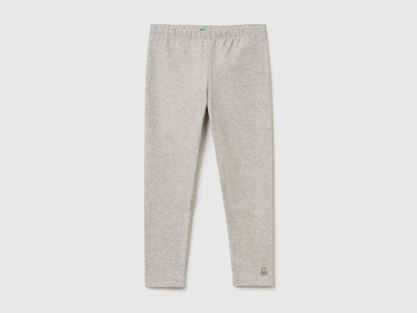 Benetton, Leggings Aus Stretchiger Baumwolle, größe 116, Hellgrau, female