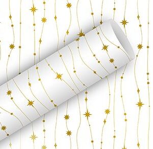 Braun & Company Geschenkpapier Glitzerkette weiß-gold 1,5 m x 70 cm