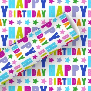 Braun & Company Geschenkpapier Kollektion Happy Birthday Sterne 1,5 m x 70 cm