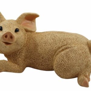 Castagna Tierfigur Dekofigur Tierfigur Schwein Ferkel Schweinchen liegend natur Kollektion Castagna aus Resin H 10 cm