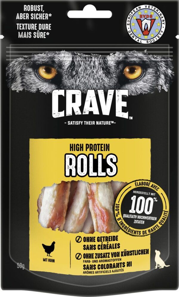 Crave High Protein Rolls mit Huhn Hundesnack 50 g