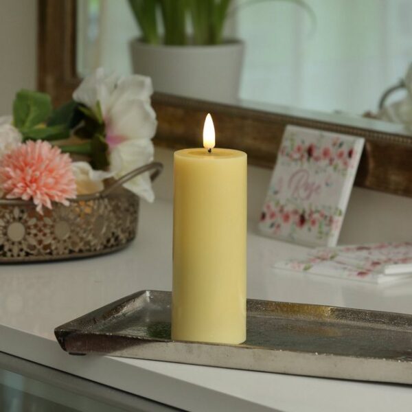 Deluxe Homeart LED-Kerze LED Kerze Mia Echtwachs 3D Flamme Wachsspiegel flackernd H: 12,5cm D: 5cm gelb