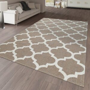 Designteppich Flachgewebter Teppich Marokkanisches Muster Kontrurenschnitt Webmuster Beige, TT Home, rechteckig, Höhe: 8 mm