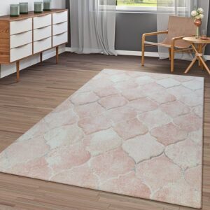 Designteppich Orient Teppich Rosa Pink Beige Wohnzimmer Marokkanisches Design Waben Muster, TT Home, rechteckig, Höhe: 16 mm