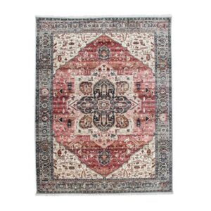 Designteppich Teppich, Kurzflor Für Wohnzimmer, Mit Orient-Design Und Bordüre In Rosa Bunt, TT Home, rechteckig, Höhe: 11 mm