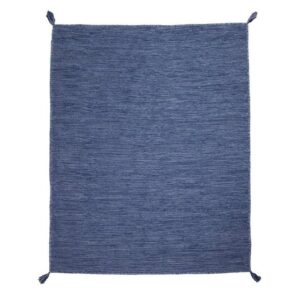 Designteppich Wohnzimmer Teppich Modern Unifarben Fransen Naturfaser Gewebter Teppich Blau, TT Home, rechteckig, Höhe: 12 mm