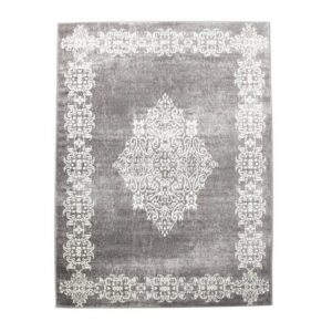 Designteppich Wohnzimmer Teppich Modernes Orientalisches Design Kurzflor In Grau Weiß, TT Home, rechteckig, Höhe: 13 mm