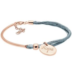 Elli Armband Satin Grau mit Anhänger "Hope" Schriftzug Rosegold