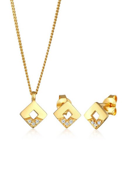 Elli DIAMONDS Schmuckset Diamant (0.045 ct) Geo Design 925 Silber