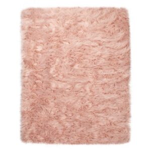 Fellteppich Wohnzimmer Hochflor Teppich Kunst-Fell Design Versch. Formen Unifarben, In Rosa, TT Home, rund, Höhe: 64 mm