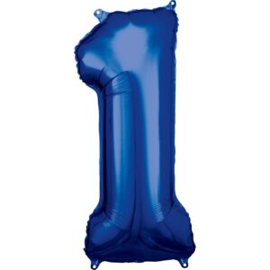Folienballon Zahl 1 blau 38 cm x 86 cm