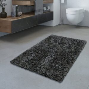 Fußmatte Badezimmer Teppich Hochflor Badematte Modern Kuschelig Weich Uni Grau, TT Home, rechteckig, Höhe: 44 mm