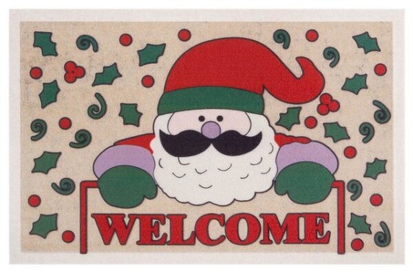 Fußmatte Fußmatte Welcome Nikolaus, Teppich Boss, rechteckig, Höhe 6 mm, In/- Outdoor geeignet, Schriftzug, 3D Optik, Weihnachtsmann Motiv, Robust, Pflegeleicht, beflockt, Teppich Boss, rechteckig, Höhe: 6 mm