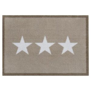 Fußmatte Schmutzfangmatte Star, Zala Living, rechteckig, Höhe 7 mm, Kurzflor, beige creme, rutschhemmend, strapazierfähig, pflegeleicht, Sterne Muster, Zala Living, rechteckig, Höhe: 7 mm