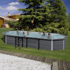 Gre Composite Pool oval grau, 804 x 386 x 124 cm