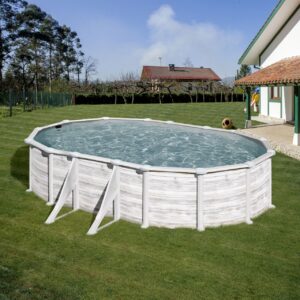 Gre Stahlwandpool oval mit Nordicoptik 610 x 375 x 132 cm