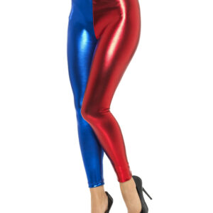 Harlekin Cosplay Leggings rot/blau als Kostümzubehör S