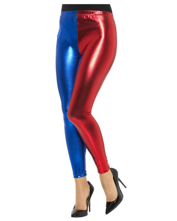 Harlekin Cosplay Leggings rot/blau als Kostümzubehör S