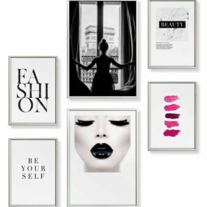Heimlich Poster Set als Wohnzimmer Deko, Bilder DINA3 & DINA4, Paris Fashion, Sprüche & Texte