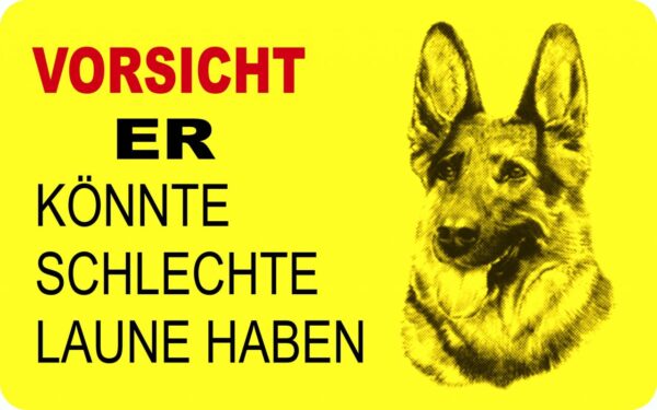 Hermann Schütz Aufkleber Hund Vorsicht er könnte schlechte Laune haben