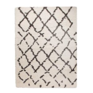Hochflor-Teppich Hochflor-Teppich Im Shaggy-Design, Flokati-Stil Mit Rauten-Muster In Grau Weiß, TT Home, rechteckig, Höhe: 54 mm