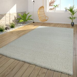 Hochflor-Teppich Hochflor-Teppich Im Shaggy-Style, Moderner Wohnzimmer-Teppich In Creme, TT Home, rechteckig, Höhe: 34 mm