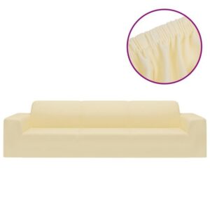 Hussen-Set Stretch Sofahusse 4-Sitzer Creme Polyester-Jersey, vidaXL