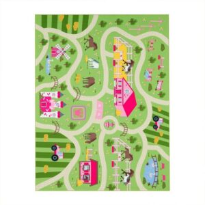 Kinderteppich Kinder-Teppich, Spiel-Teppich Für Kinderzimmer, Landschaft und Pferde, In Grün, TT Home, rechteckig, Höhe: 9 mm