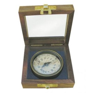 Linoows Dekoobjekt Sundialkompass, Magnetkompass, Sonnenuhren Kompass, In einer Holzbox