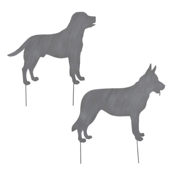 Mica Gartenstecker Hund grau 54 x 56 cm